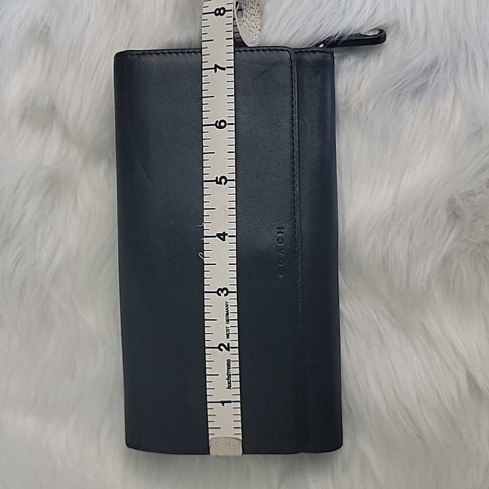 COACH VTG Smooth Black Leather Checkbook Insert Long Trifold Snap Closure Wallet - Picture 11 of 16